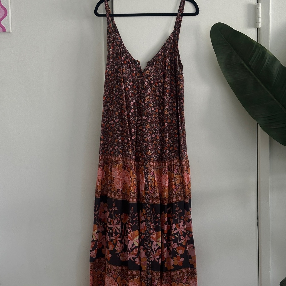 Spell Resort Red and Orange Tiered Maxi Dress